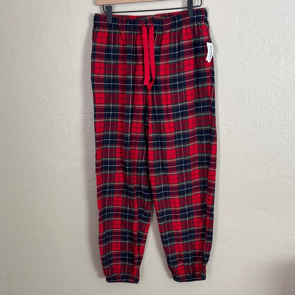 High-Waisted Flannel Pajama Joggers Women’s Medium Red Plaid
